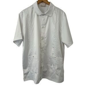 Adidas × F Awesome Shoot Shirt Satin Short Sleeve Button Up White Collared